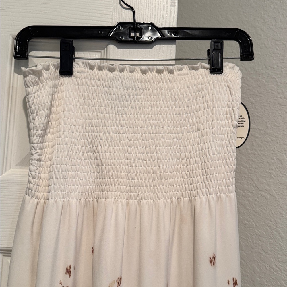 Soma Strapless Leopard Print Dress - Cream and Brown - Picture 2 of 3